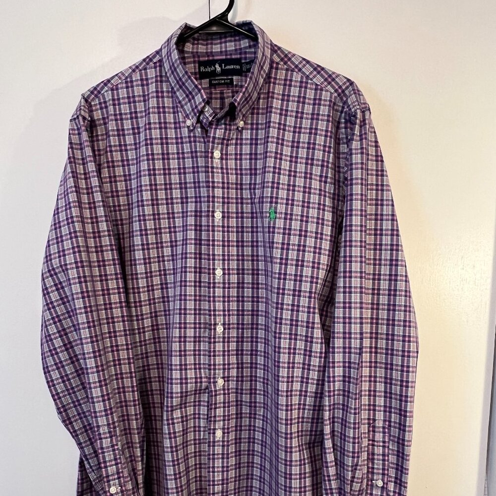 Men's Ralph Lauren Polo Casual Button Down Shirt, Size L Custom Fit, Cotton